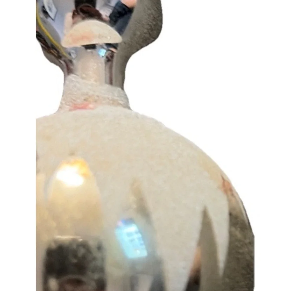 Vtg Mercury Glass Christmas Tree Topper Silver Finial White Mica Snow 10